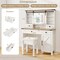 Makeup Vanity Desk with Mirror and 3-Color Dimmable LED Lights-White